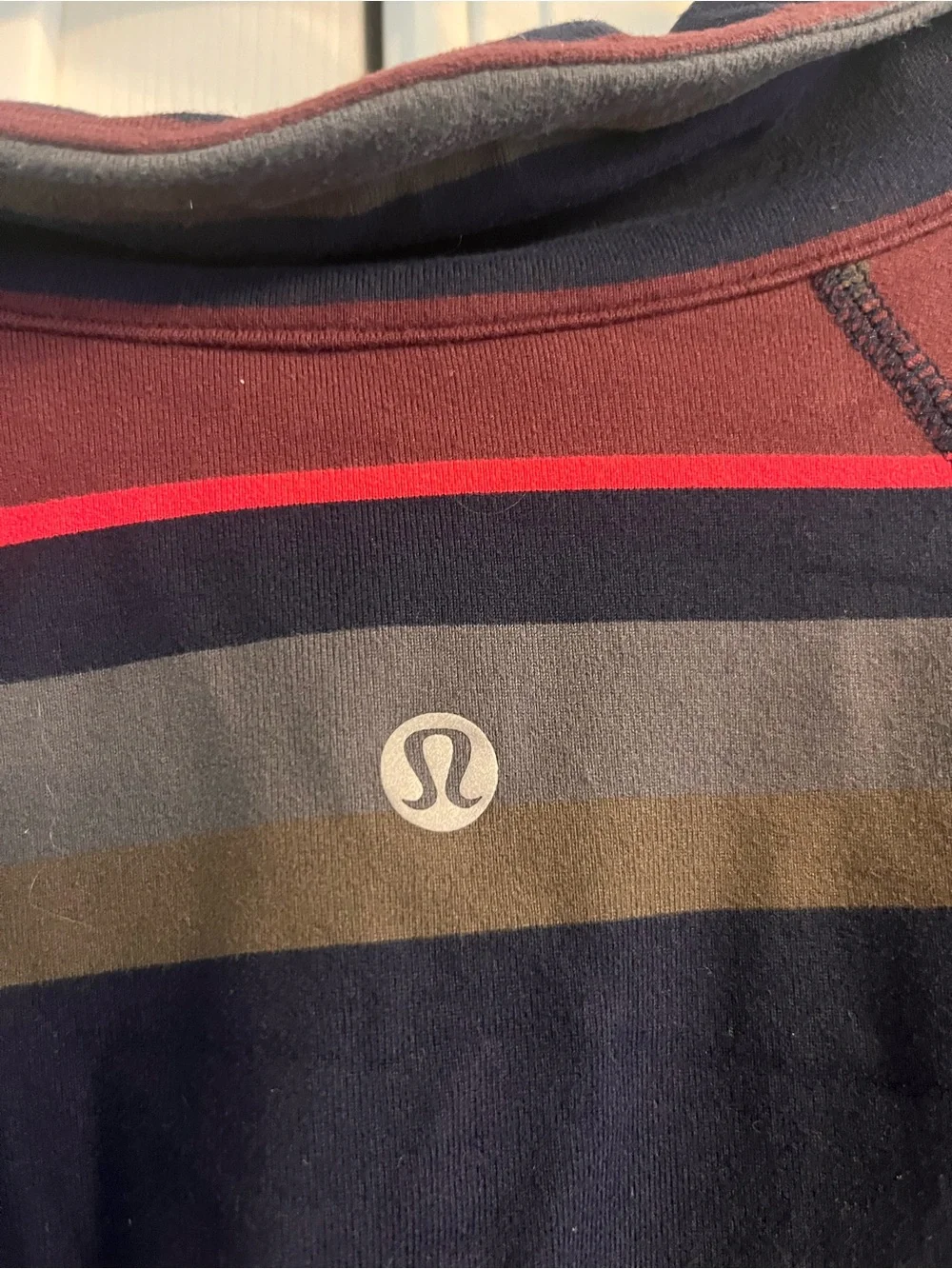 Lululemon Striped Half-Zip Hoodie in Navy, Olive & Burgundy